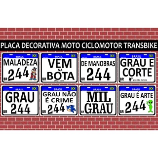 Placa M1l Gr4u Mil Grau Ciclomotor Motorizada Alumínio