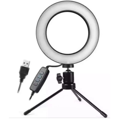 Ring Light Mesa Iluminador 6 Polegada 16cm Com Tripé Flexível
