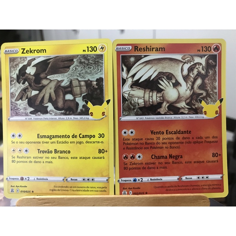Kit Carta Pokémon Lendário Reshiram E Zekrom Lendas De Unova