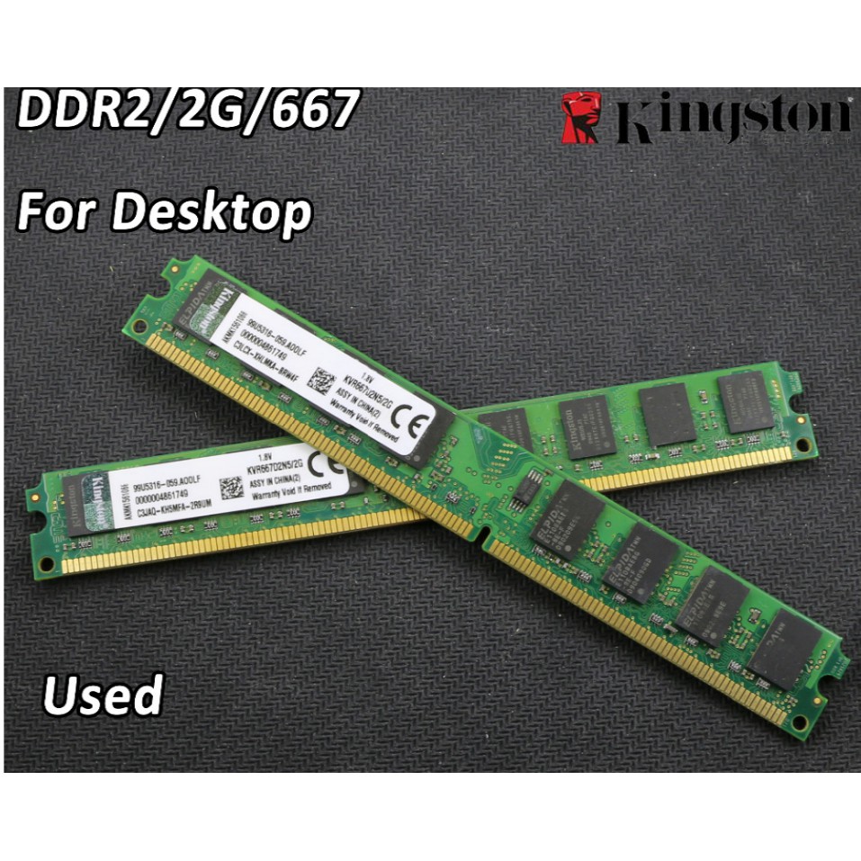 Memórias Kingston 2gb Ddr2 Dimm Pc2-5300 667 - 1 Pente 2gb