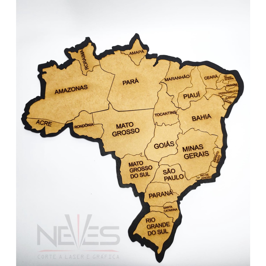 Quebra Cabeça Mapa do Brasil Estados e Regiões Mdf Cru | Shopee Brasil