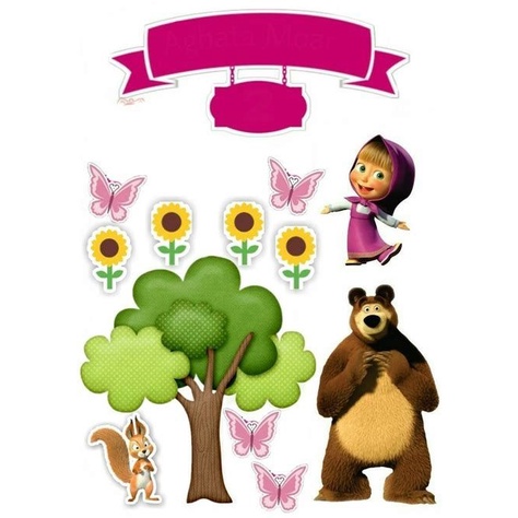 Topo Topper Bolo MASHA E O URSO Cortado Colado ENVIO IMEDIATO