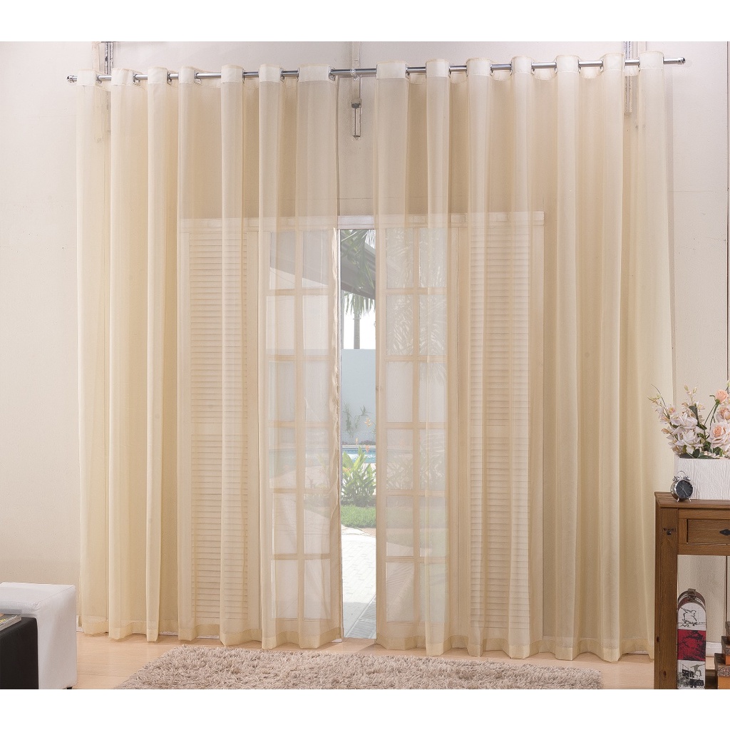 Cortina Ganchillo Beige Retro - Tul Hecho A Mano, Translúcido, Para Sala De Estar, Dormitorio