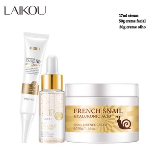 Essência Facial LAIKOU 24k Em Ouro Caracol , Conjunto De Cuidados Com A Pele 3pçs