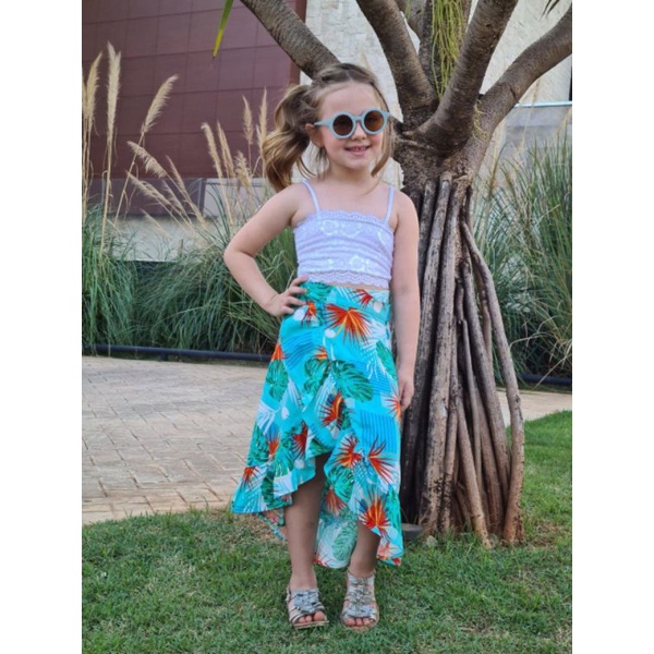 Saia Roupa Tropical Infantil Feminina Saia Saída De Praia Infantil