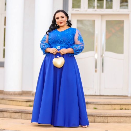 Vestido de madrinha azul royal store plus size