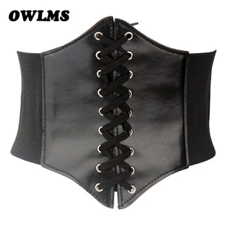 Envio Rápido Nova Moda Cummerbunds Wind Rope Waist Decoração Lady Black Corset Super Wide Stretch Noble Leather Cummerbund Cinto Elástico Mulheres Em Estoque
