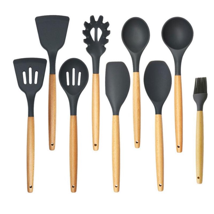 Espátula de Silicone Antiaderente/ Alça de Madeira