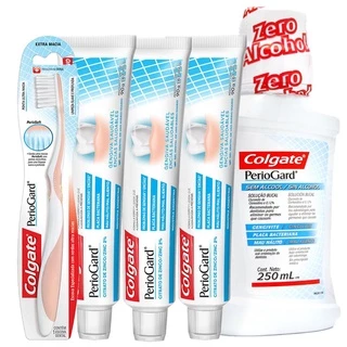 Kit 3 Cremes Dental Colgate PerioGard 90g + Solução Bucal S/ Álcool 250ml + Escova Dental em Oferta na Shopee