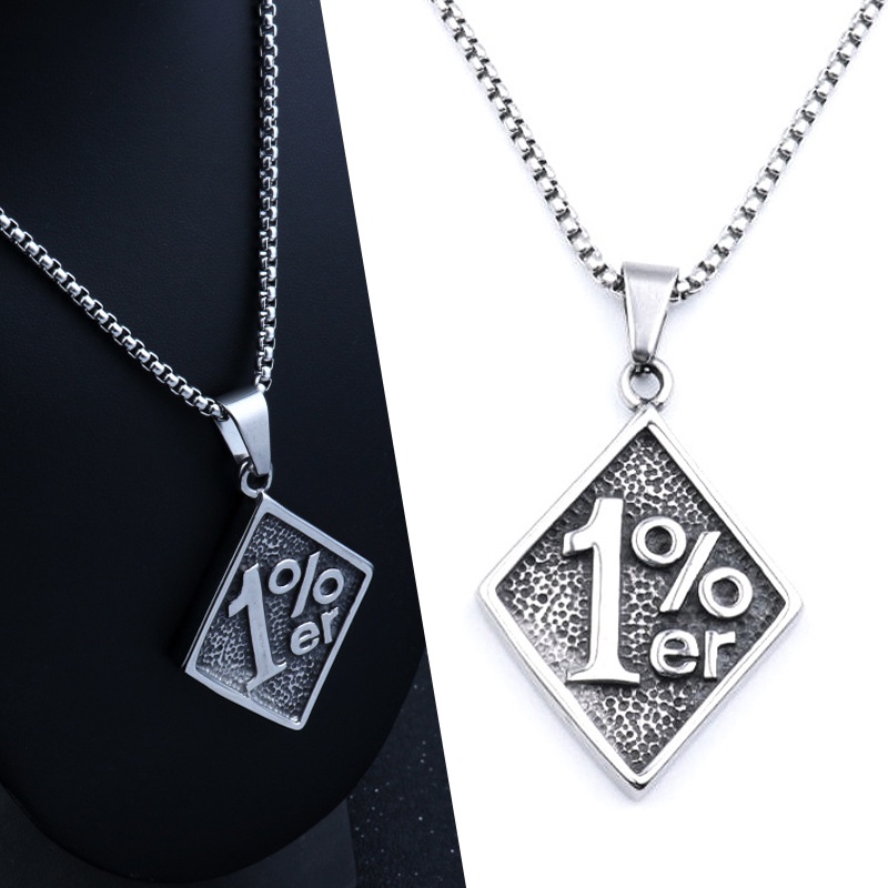 Colar De Motociclista Masculino De Uma Porcentagem 1 % ER Corrente De Pingente De Aço Inoxidável