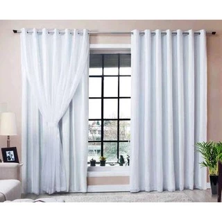 Cortina Forro Microfibra com Voil 4,00 x 2,50 Sala e Quarto Com os Ilhós Cromado