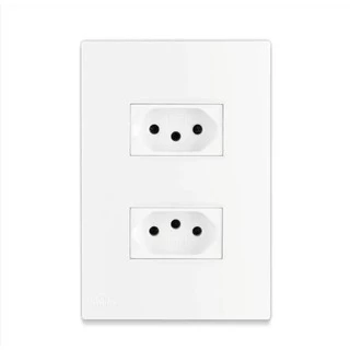 Tomada Dupla Com Placa 2P 10A 110/ 220V Linha Lissê Apoio