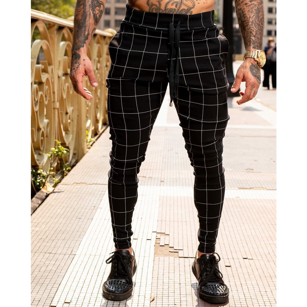 Calça xadrez masculina store comprar