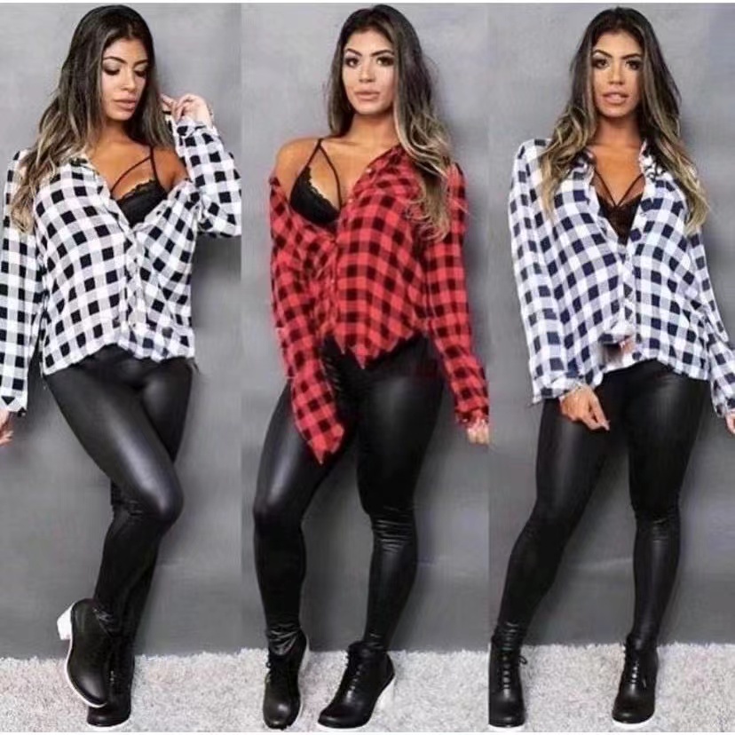 Blusa xadrez com store legging