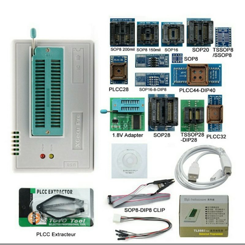 Newest V8.33 Tl866Il Plus Universal Minipro Programmer Tl866 Nand Flash Avr Pic Bios Usb Programmer+17 Pcs Adapter