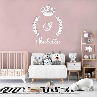 Kit Provencial para decoração quarto de menina menino Ramo Coroa Inicial do nome e nome inteiro em MDF