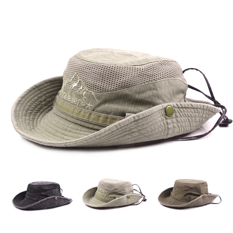 Men's Cap Summer Mesh Breathable Retro Cotton Bucket Hat Panama