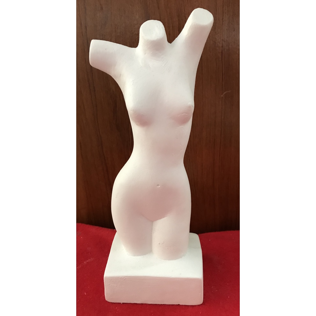 Escultura decoração Dorso Mulher 20cm Escultura De Gesso Cru