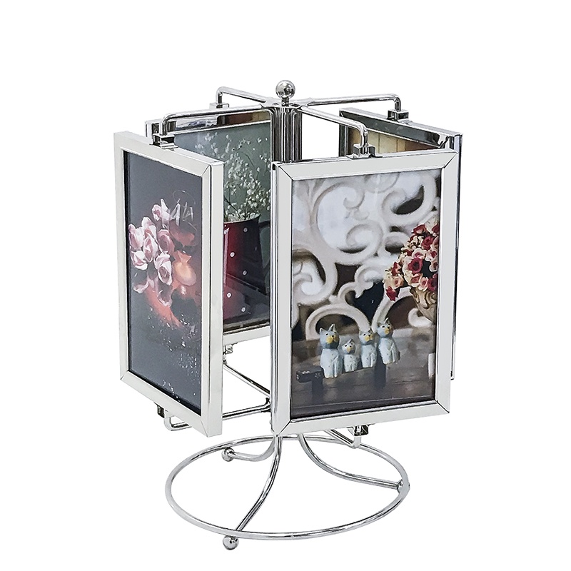 Porta Retrato Carrossel para 8 Fotos com Base Giratória 10x15cm