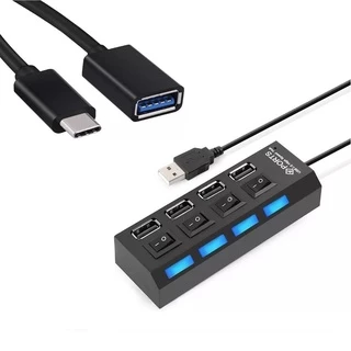 Adaptador Hub 4 Portas + Cabo Otg Usb C Mouse Teclado Impressora Pen Drive Tipo C + Hub em Oferta na Shopee