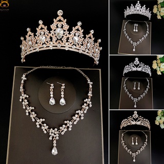 Tiaras Coroa Conjunto De Noivas De Casamento Com Brinco Kit & Necklack Handmade Acessórios De Cabelo De Luxo Para A Festa De Formatura Do De Noiva