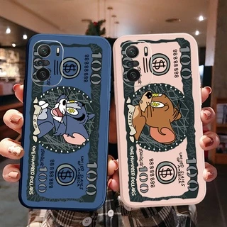 Capa Flexível De Silicone Com Estampa De Gato E Rato/Reta Para Redmi Note 11S/4G/10/9 Pro/9S/9A/10S/POCO/X3/M3 5G