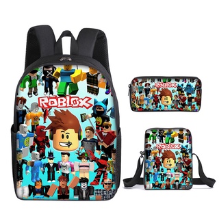 Roblox Mochila Conjunto De Para Estudantes Escolar Crianças Desenho Animado  Anime Mensageiro Estojo De Três Peças