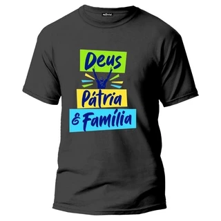 Camisa Camiseta Deus Pátria E Família Malha Leve