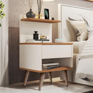 Mesa de cabeceira retrô com 1 gaveta sleep decor com prateleira