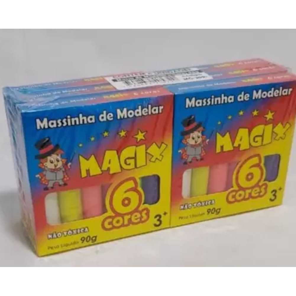 Massa de Modelar 6 Cores 90g - Pacote com 6 caixas - Magix | Shopee Brasil