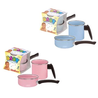 Conjunto Papeiro Leiteira Kids Esmaltado Metallouça Azul ou Rosa em Oferta na Shopee