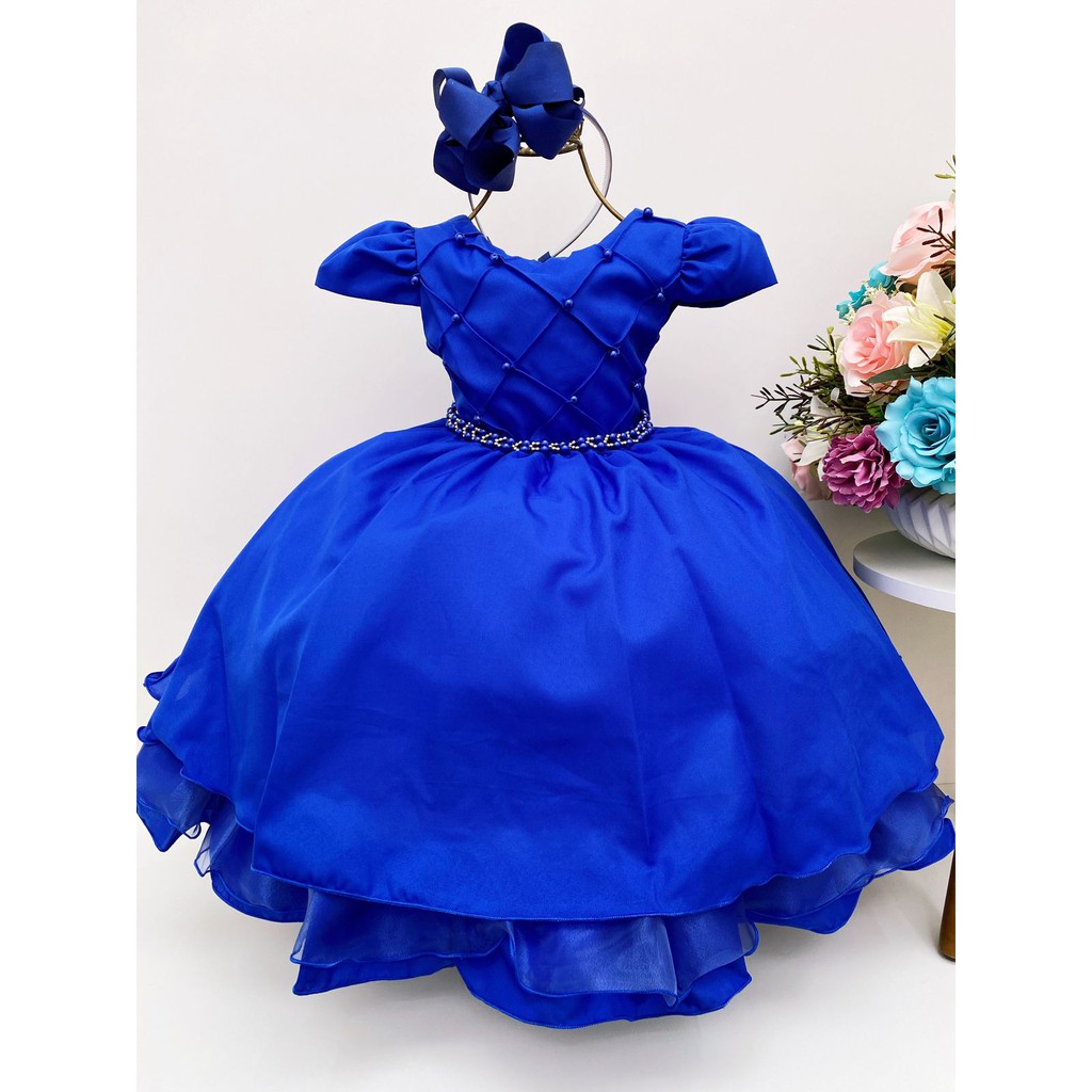 Vestido Menina Princesa Azul