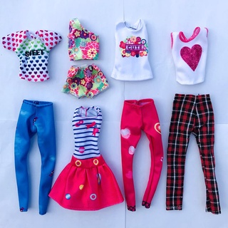 Compra online de 5 conjuntos de roupas de boneca para bonecas barbie calças  blusas mini vestidos roupas para 1/6 11.5 Polegada boneca adorável presente  conjunto para brinquedo da menina