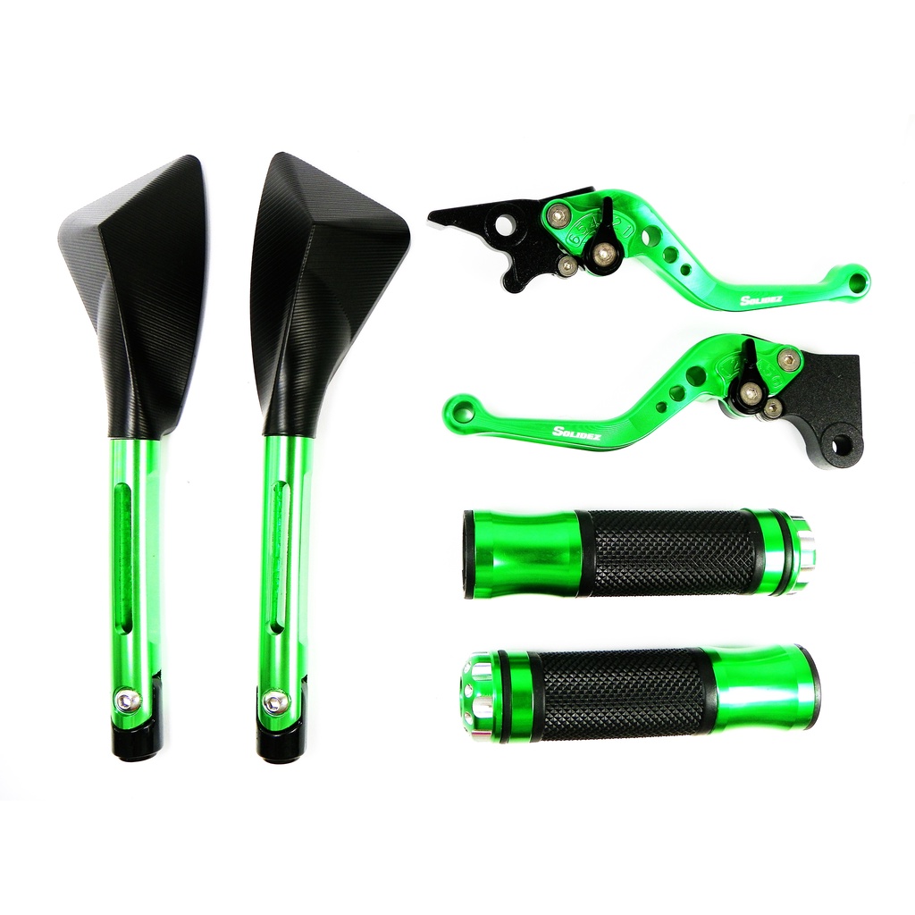 Kit Retrovisor Esportivo Estilo Tomok Com Manete E Manopla Esportiva Verde Cb Cbx Nova