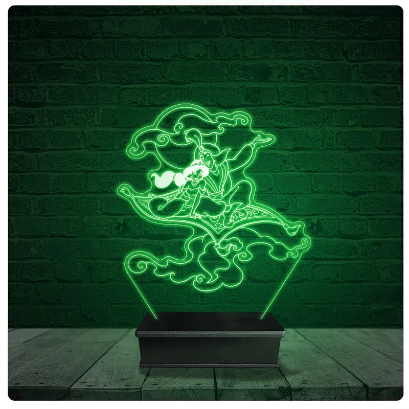 Luminária Abajur Acrílico Led - Aladin Jasmine Tapete Voador