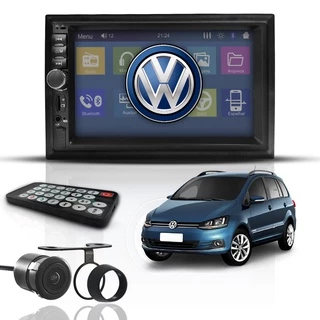 Kit Central Multimídia Mp5 2 Din Bt Espelha Dvd Câm Spacefox