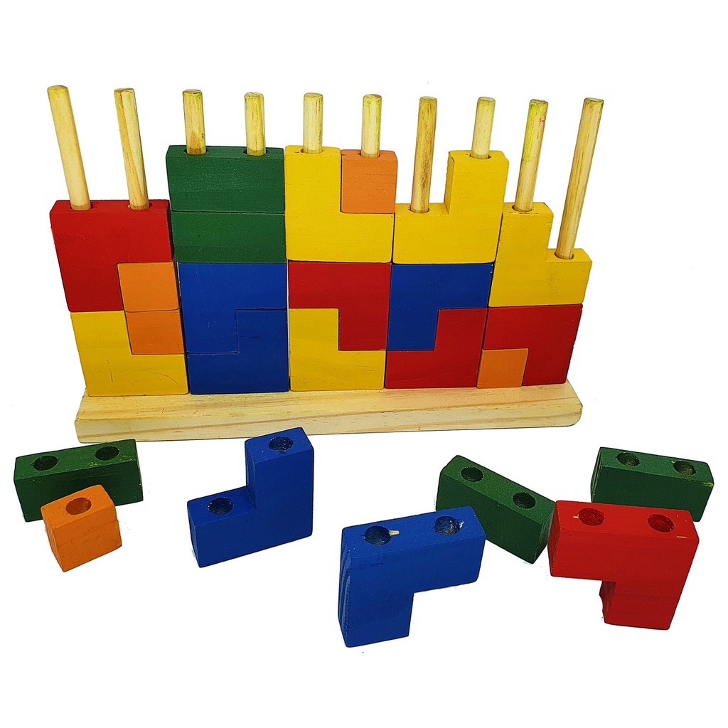 brinquedos blocos de encaixes super fazendinha 45 pecas em madeira