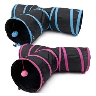 Brinquedo Túnel Dobrável Para Gato 3 Saídas Em Formato T