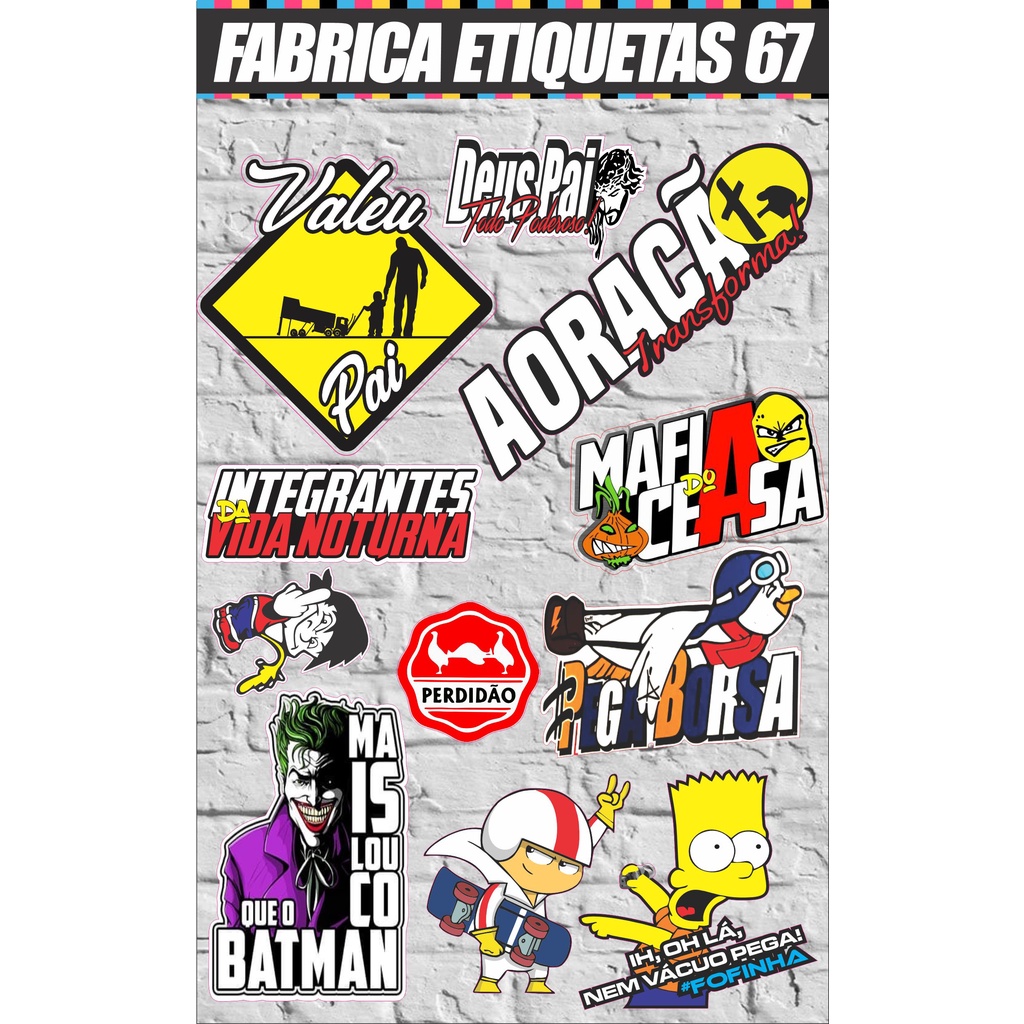 CARTELA 04 Adesivos Tuning Individual Stickers Moto Carro Bike