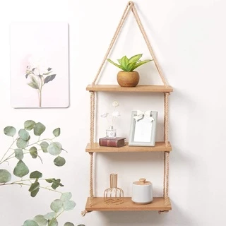 Prateleiras Madeira Pinus Corda Sisal Rustica Suspensa Estante Decorativa Plantas Quarto Cozinha