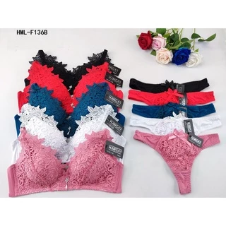 Conjunto Lingerie De Renda Fio Bordado Feminino Cores Variafas(hml - F136b)