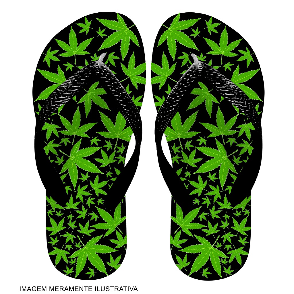 Chinelo PRETO 420 marijuana sandália unissex