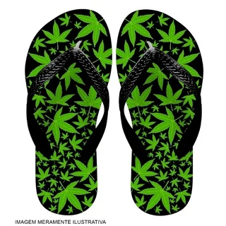 Chinelo PRETO 420 marijuana sandália unissex