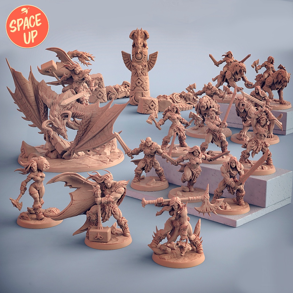 Miniaturas RPG Bárbaros Guerreiros Medievais Coleção Dragonpeak Barbarians - Artisan Guild - D&D Dungeons and Dragons