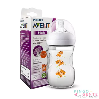 Mamadeira Linha Pétala 260ml Decorada Tigre Philips Avent