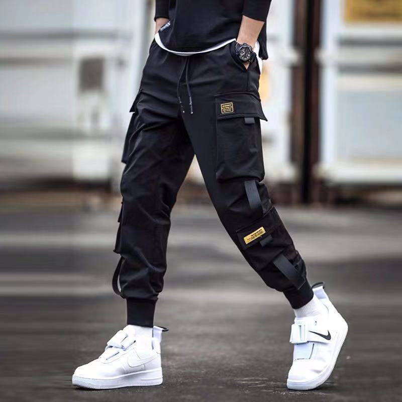 Iefb calças casuais dos homens de rua alta americano streetwear hip hop  drawring dobrado design calças cintura elástica 2023 9y5523 - AliExpress