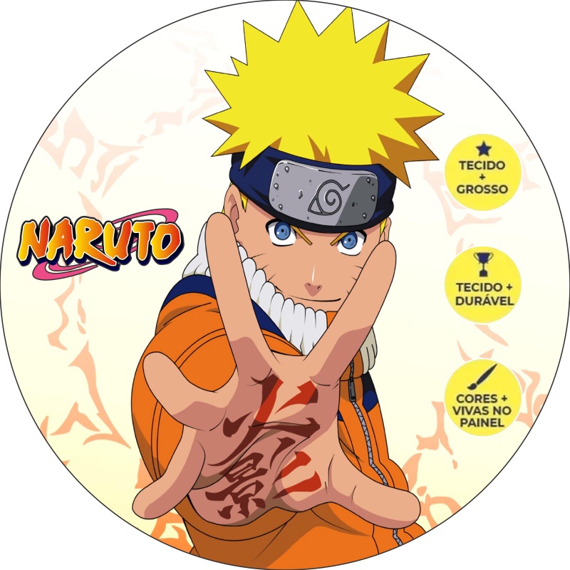 Painel Redondo Naruto Sublimado 1,50 X 1,50 c/elástico - Promoção - Foto  real - Poliéster - Elastano - Acabamento Perfeito