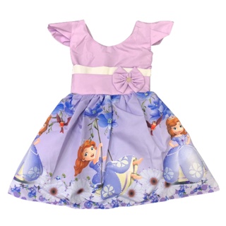 Vestido Infantil Temático Princesa Sofia Aniversário