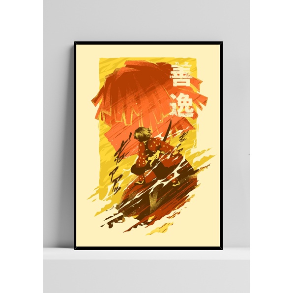 Quadro de mdf poster moldura Anime, Mangá, Demon slayer, zenitsu