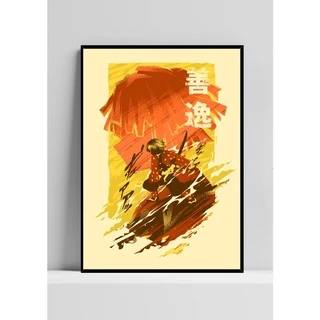 Quadro de mdf poster moldura Anime, Mangá, Demon slayer, zenitsu